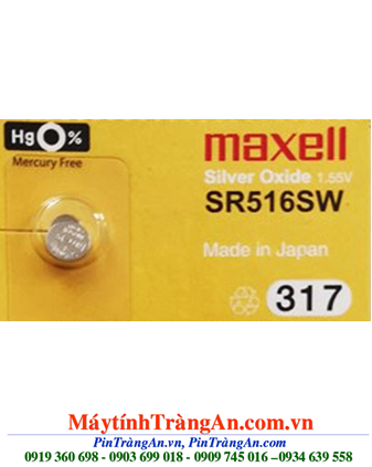 Maxell SR516SW; Pin Maxell SR516SW silver oxide 1.55V chính hãng Maxell Nhật